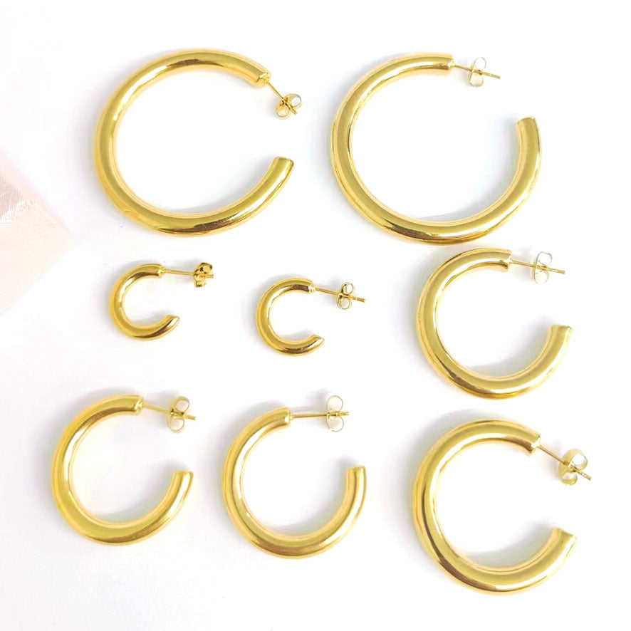 Shaped Stainless Steel Gold High-grade Simple Earrings