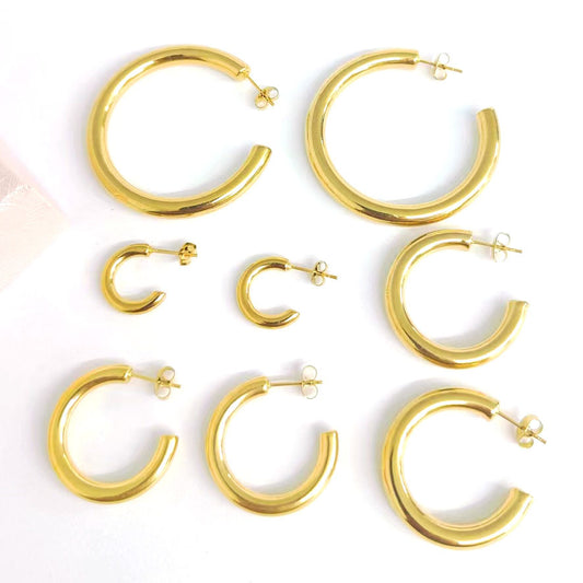 Shaped Stainless Steel Gold High-grade Simple Earrings