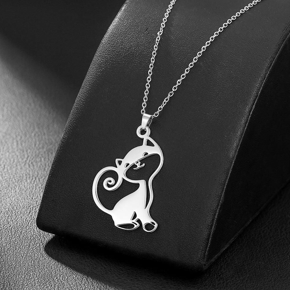 Steel Cross Love Couple Sweater Clavicle Necklace