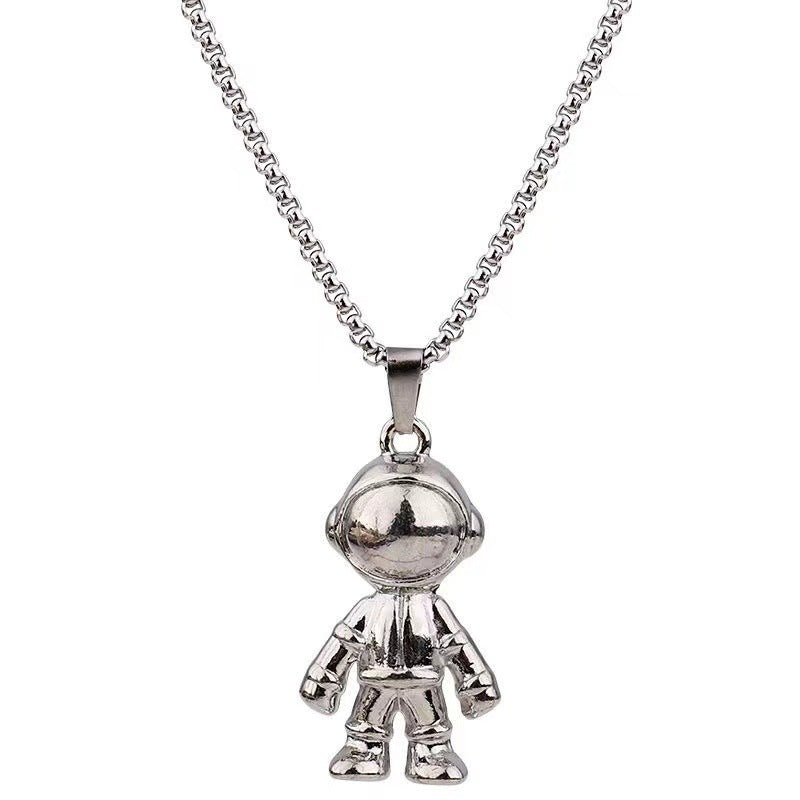 Personalized Hip Hop Sier Glossy Astronaut Spaceman Titanium Pendants