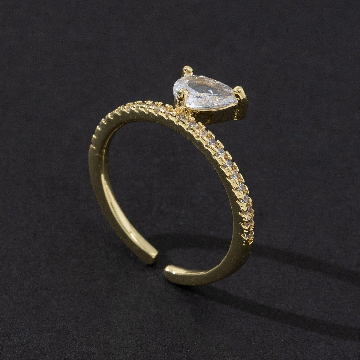 Cute Open Fashion Zircon Female Simple Ring
