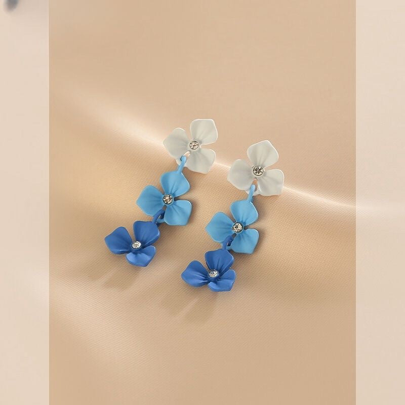 Court Retro Imitation Glaze Color Diamond Stud Earrings