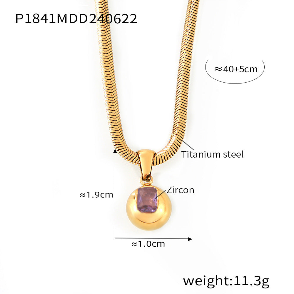 Zircon Titanium Steel Gold Plated Geometric Necklace