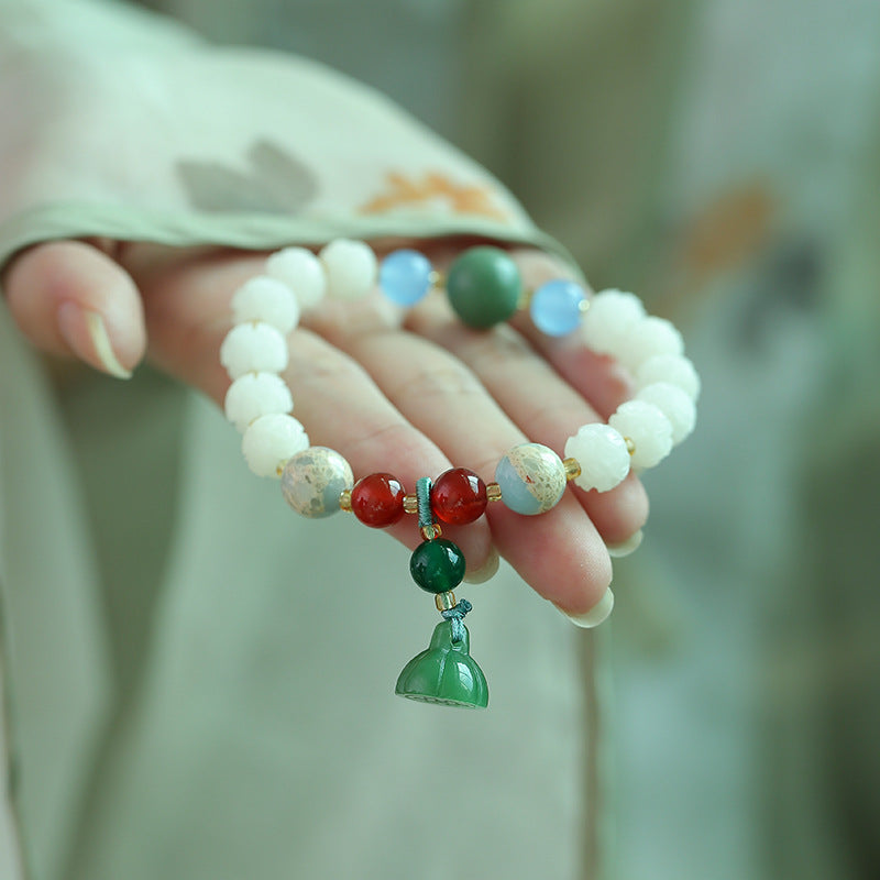 Pumpkin Lotus Beads White Jade Bodhi Rich Flower Charcoal Bracelets
