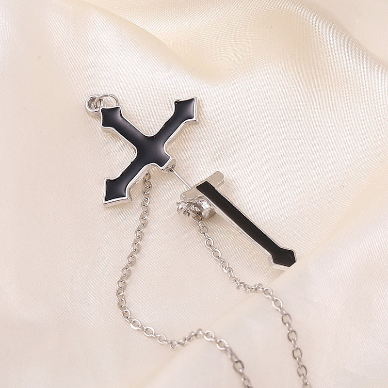 Oil Cool Handsome Disco Jumping Exaggerated Cross Earrings