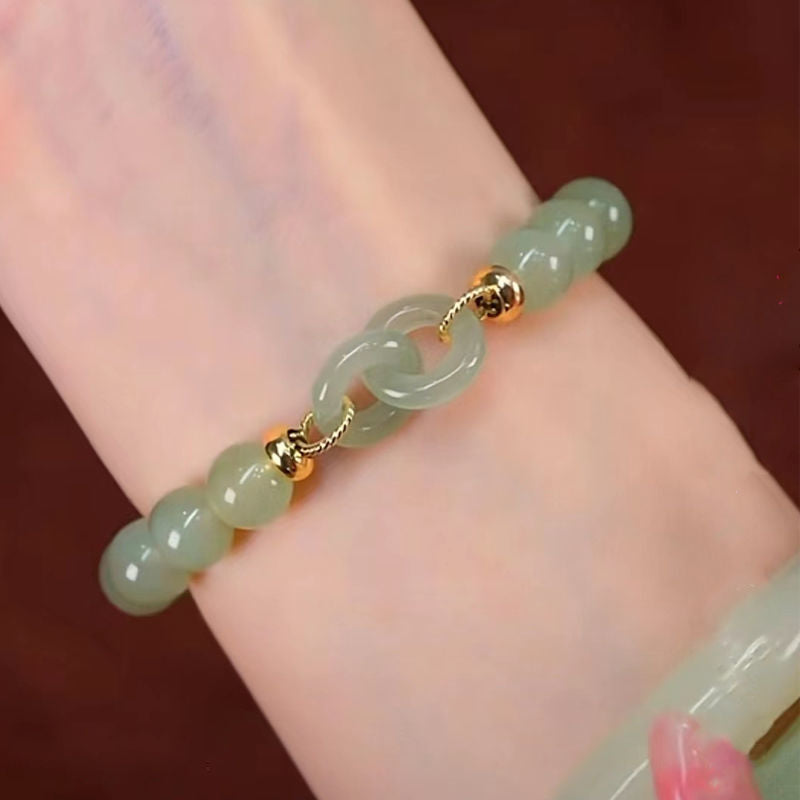 Women's Interlocking Jade Heart Design Retro Clear Bracelets