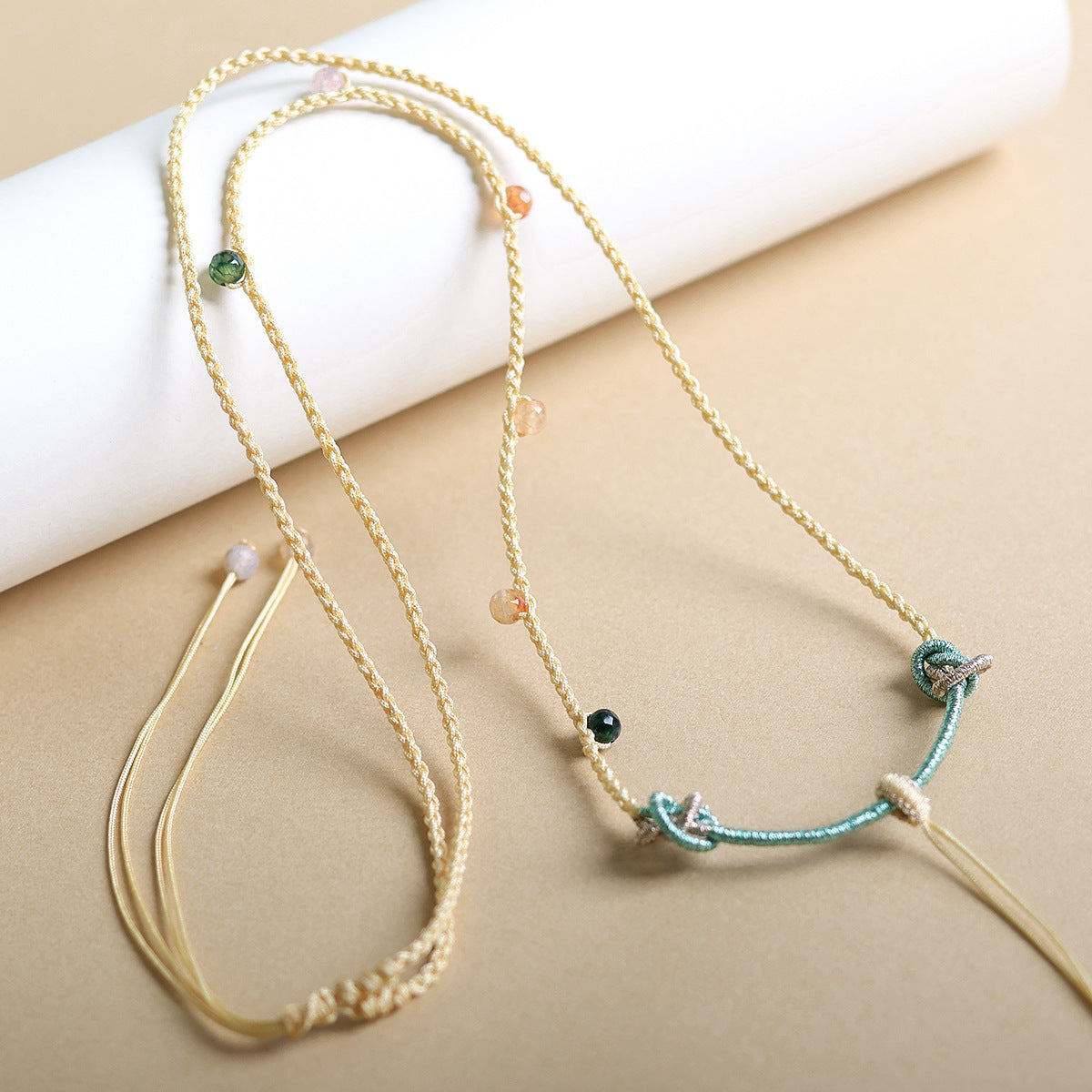 Tibetan Handmade Braided Rope Beeswax Jade Necklaces