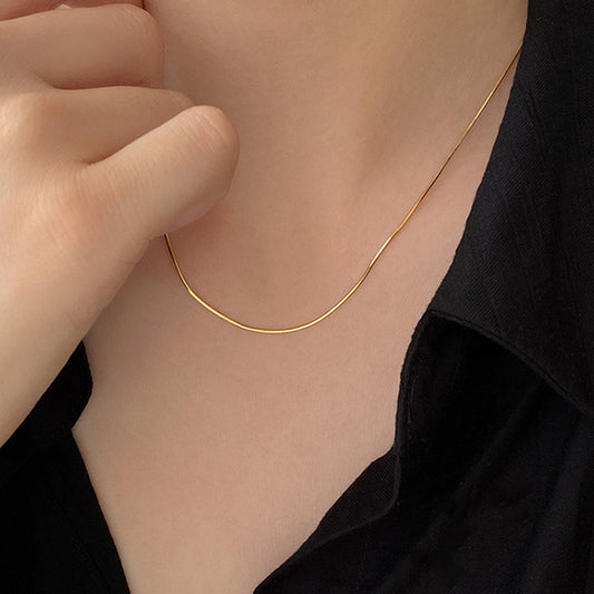 Women's Chain For Clavicle Plain Gold Extremely Necklaces