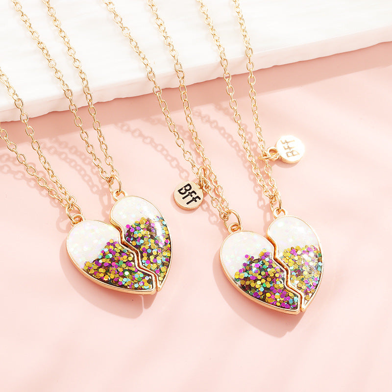 Children's Gold Powder Epoxy Love Fashion Letter Necklaces