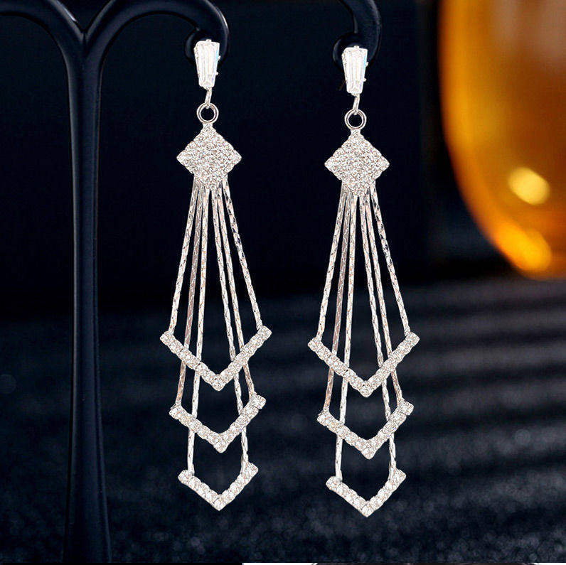 Women's Fashionable Long Tassel Temperament Sier Ear Rings