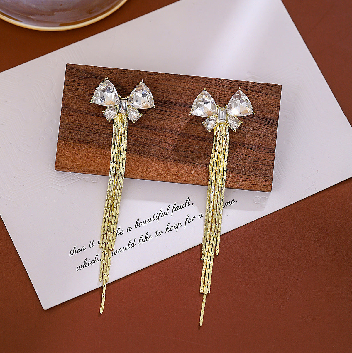 Diamond Butterfly Flower Pearl Graceful Fashionable Long Earrings