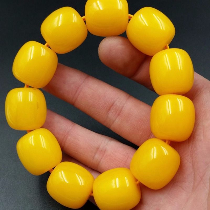 Beeswax Yellow Chicken Grease Color Barrel Beads Round Bracelet