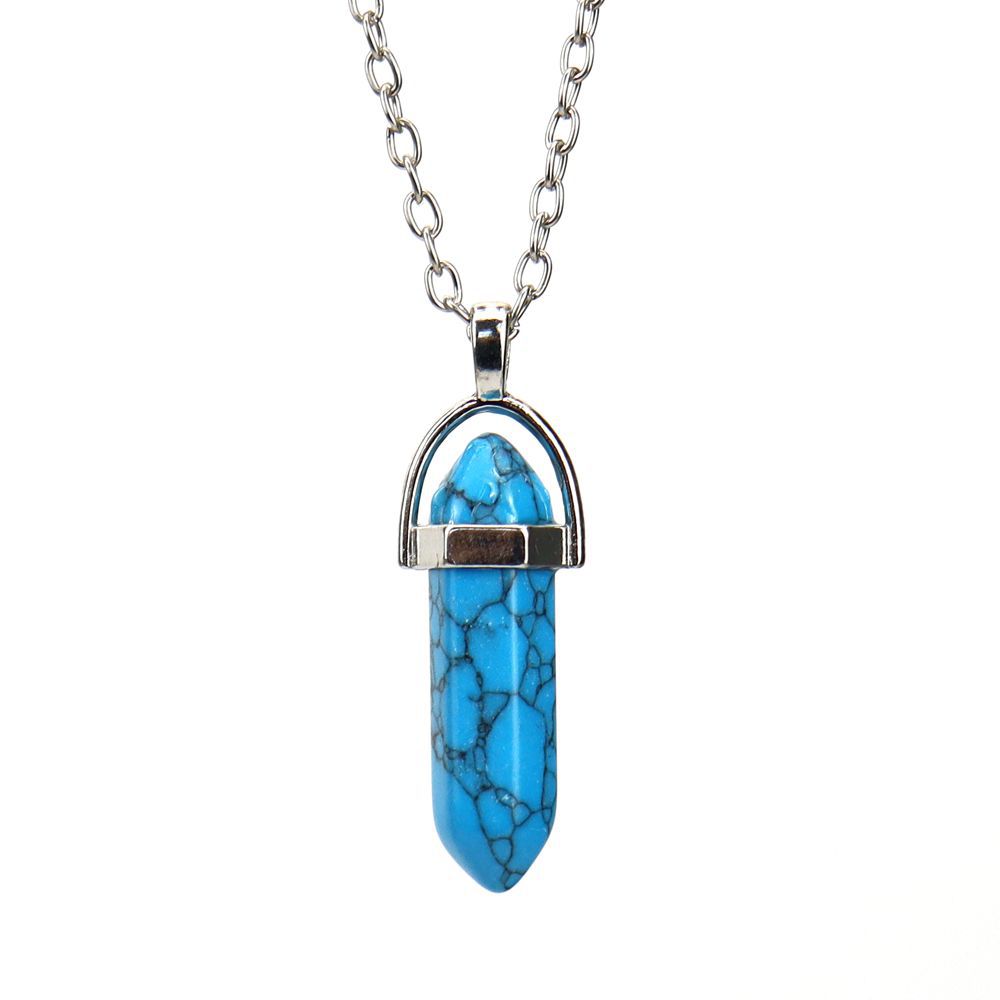Agate Synthetic Crystal Hexagon Prism Soul Pendants