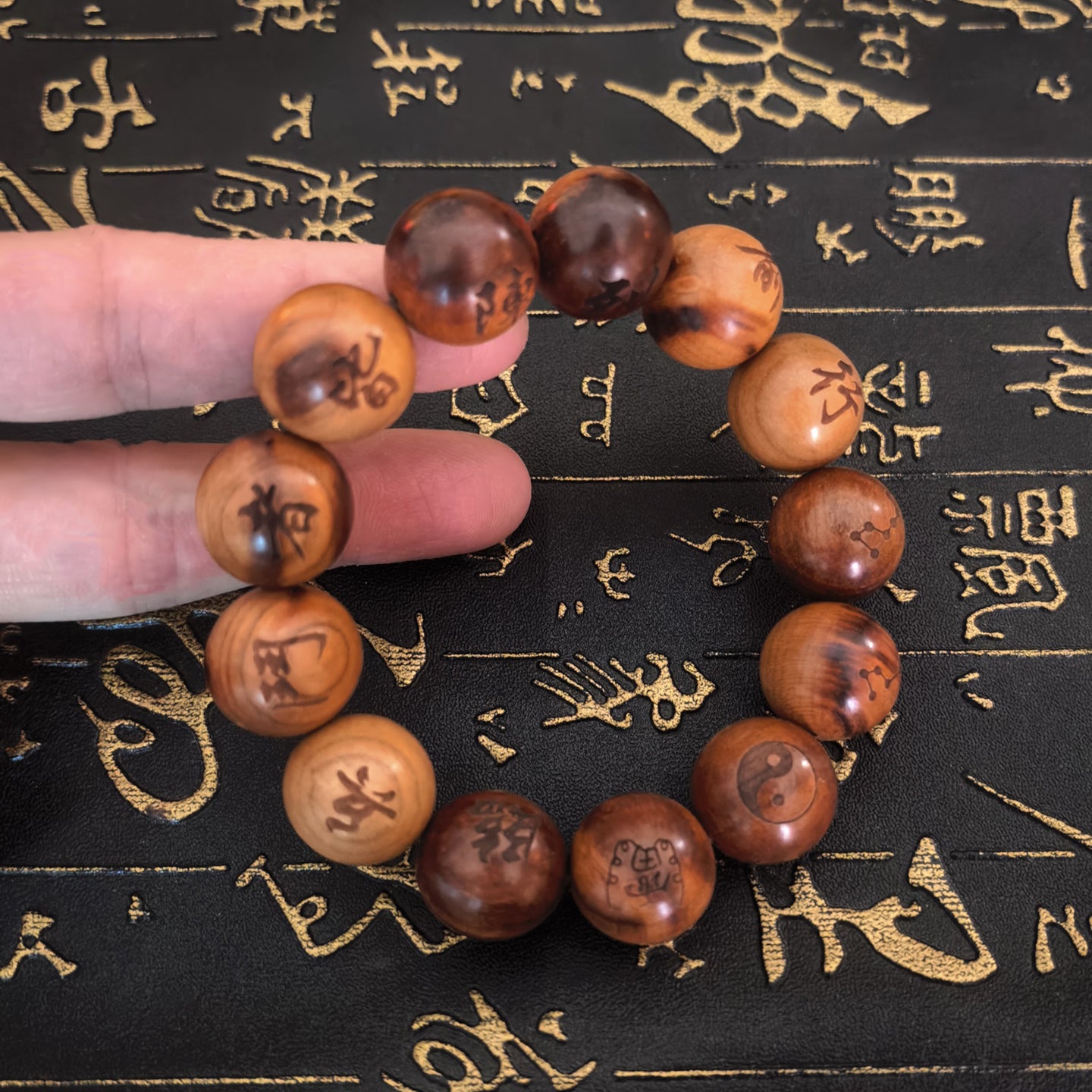 Thunder Wood Peach Nine Words Real Spade Cross Sky Sutra Bracelet