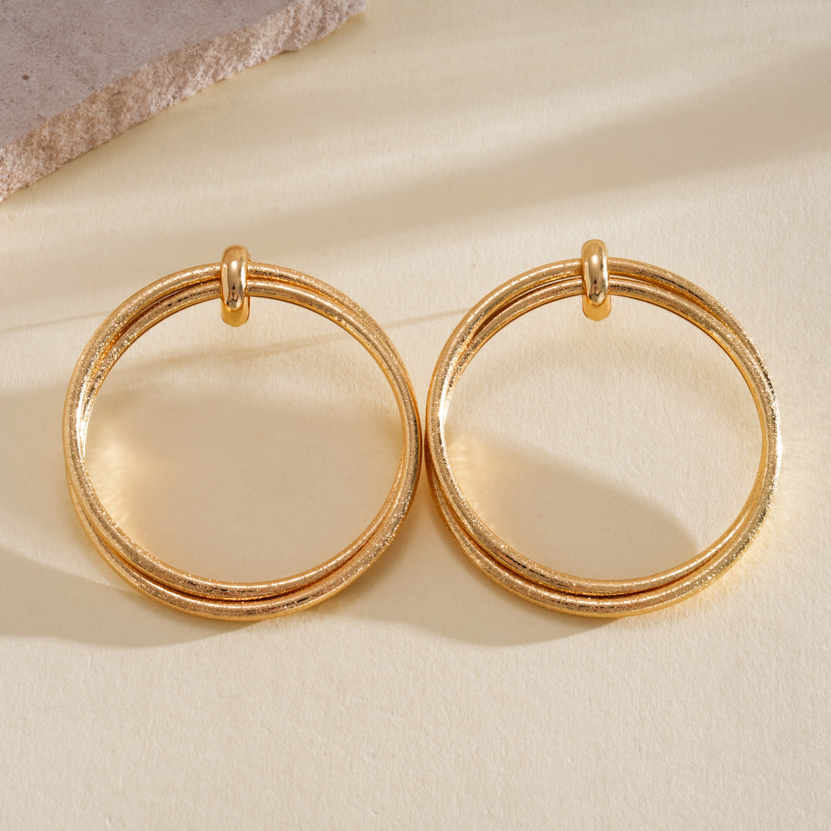 Pleated Round Cross Sier Simplicity Exaggeration Earrings