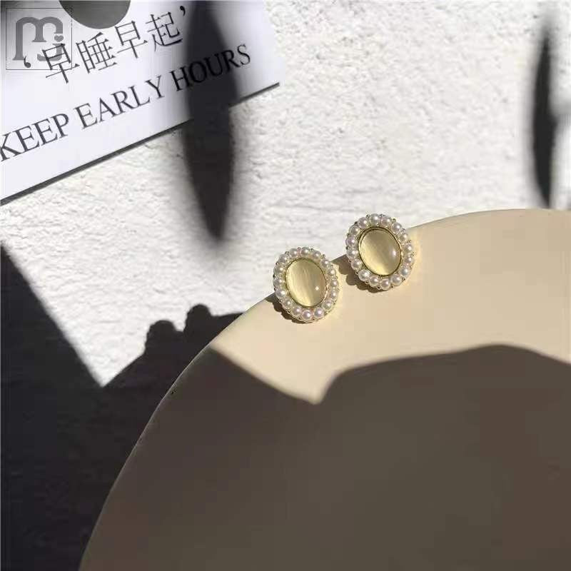 Women's Sier Needle Korean Style French Temperamental Pearl Earrings