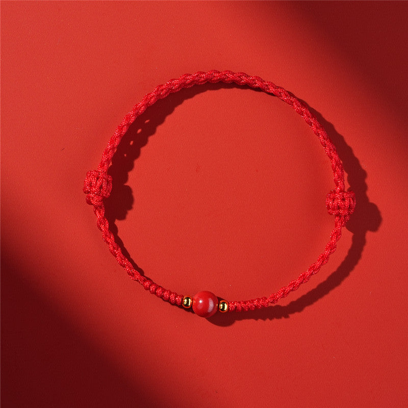 Life Red Rope Woven Cinnabar Jade Ethnic Style Advanced Bracelets