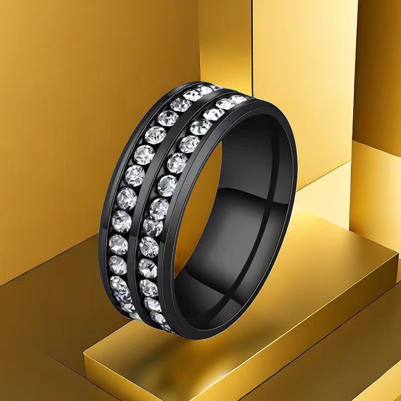 Stainless Steel Titanium Female French Style Starry Square Ring