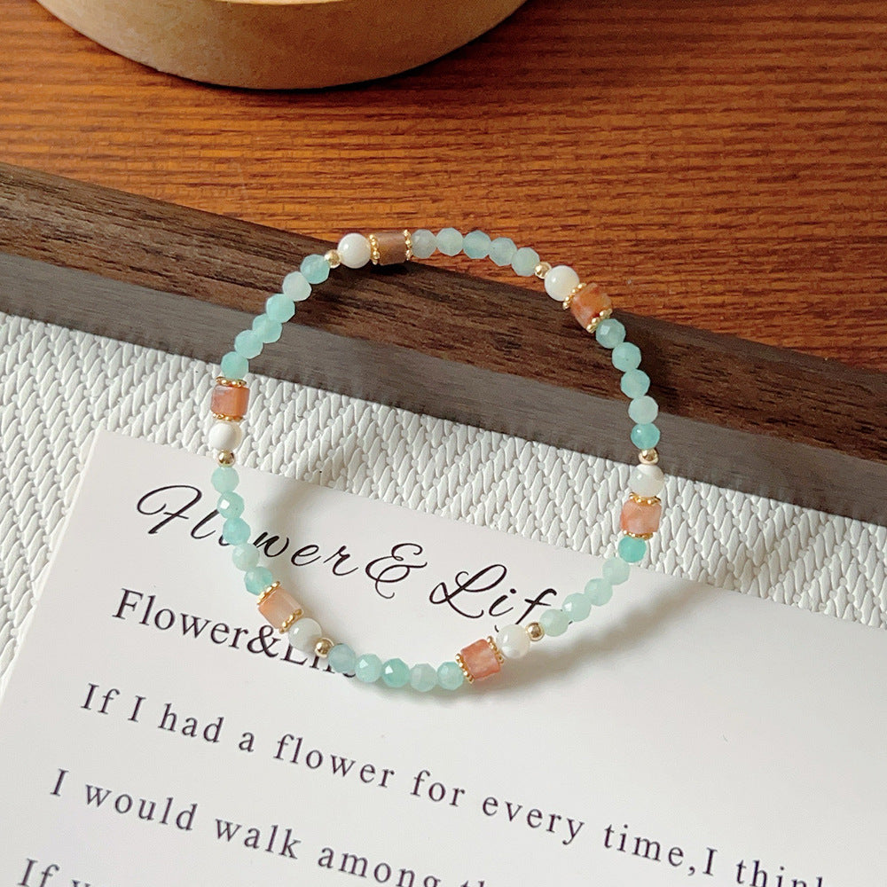 Natural Stone Crystal String Beads Style Design Dopamine Bracelet