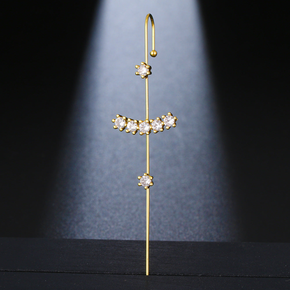 Super Fairy Copper Inlaid Zircon Temperamental Cold Style Earrings