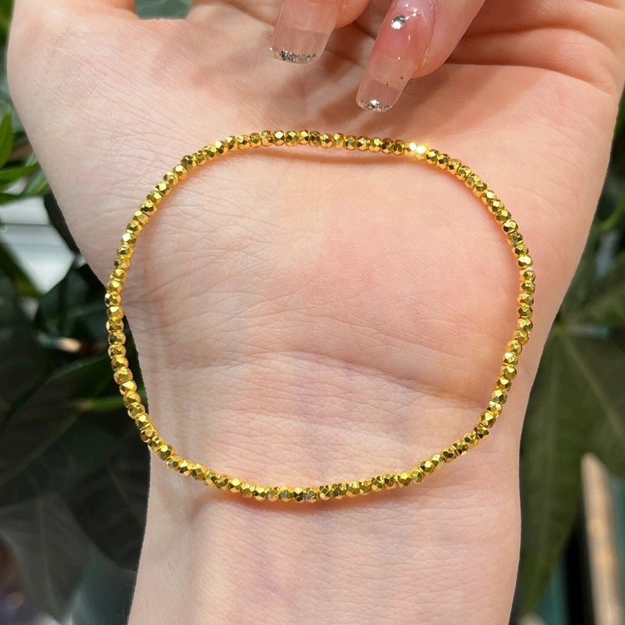 Gold Star River Round Beads Disco Jumping Elastic String Female Bracelet