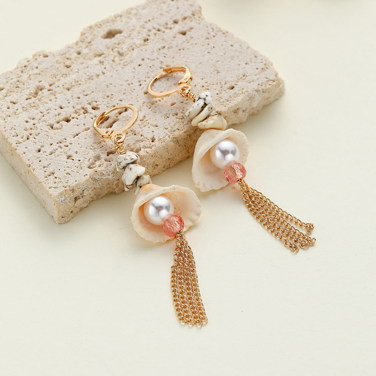 Wind Beach Vacation Lady Shell Starfish Conch Earrings