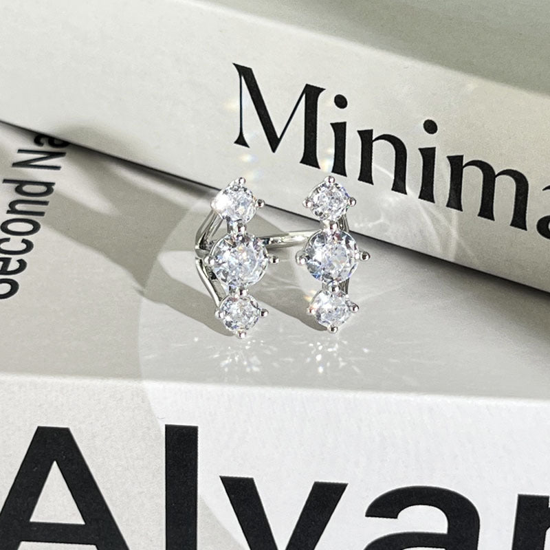 Diamond Flower Language Light Luxury Mix Match Personality Bow Tie Ring