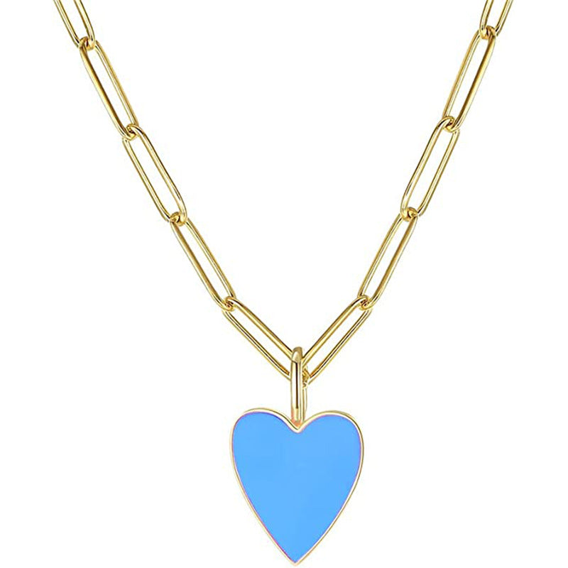 Women's Source Heart-shaped Gold-plated Stainless Steel Clip For Girlish Fashion Love Necklace