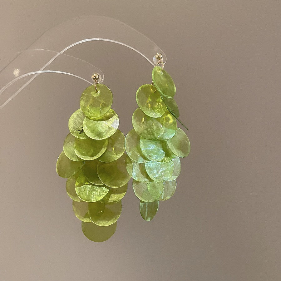 Women's Flower Shell Tassel Light Luxury High-grade Earrings
