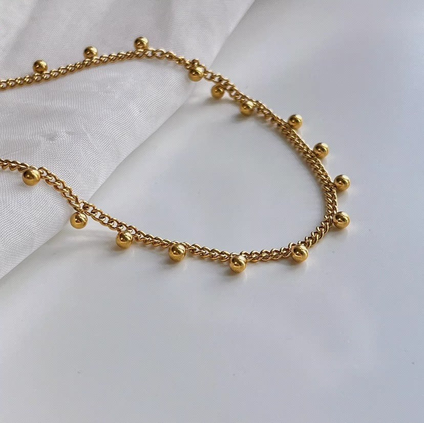 Golden Beads Beanie High Twin Clavicle Necklace