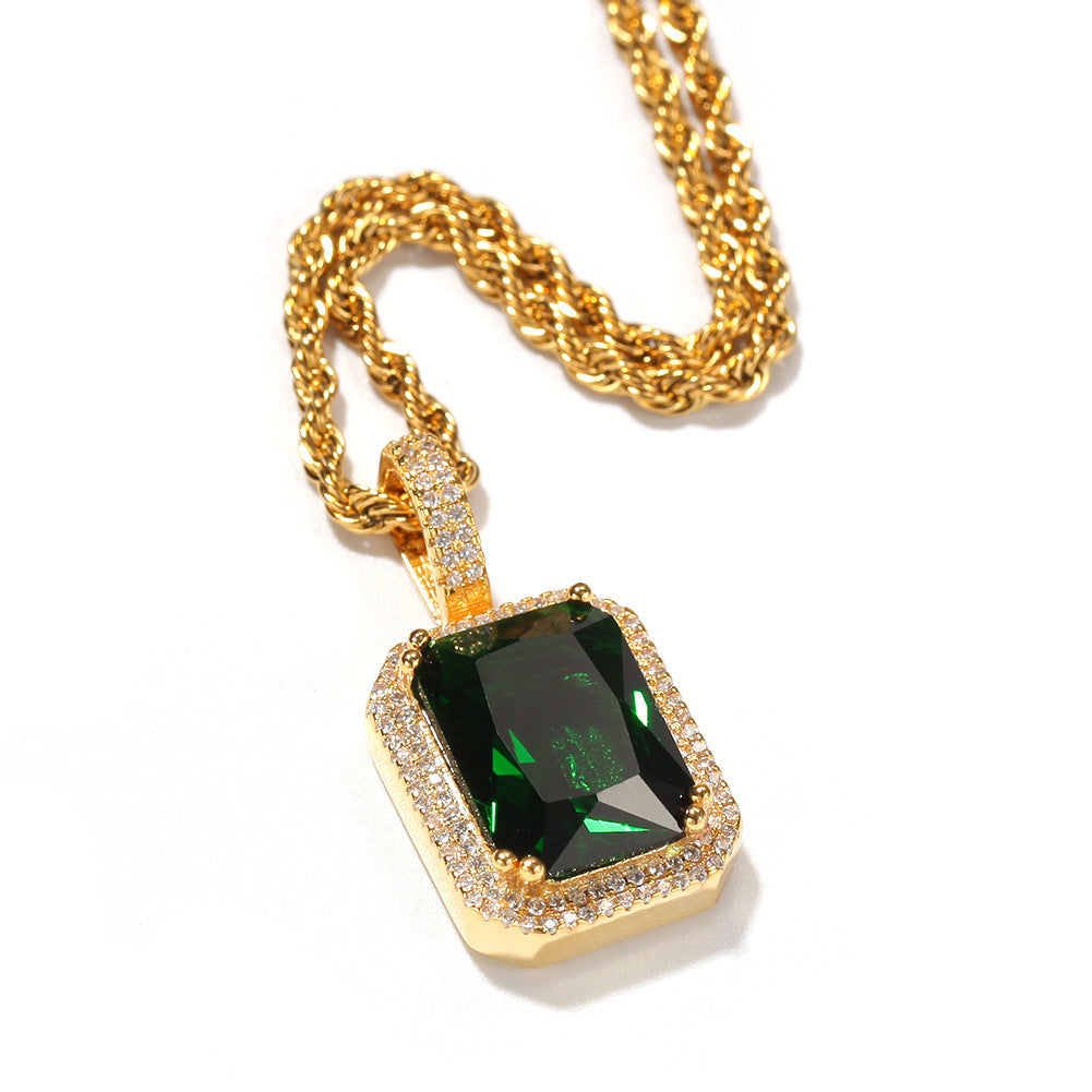 Fluorescent Square Solid Gemstone Niche Bag Necklaces