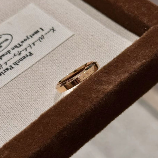 Classic Titanium Steel Dripping Letter Couple English Ring