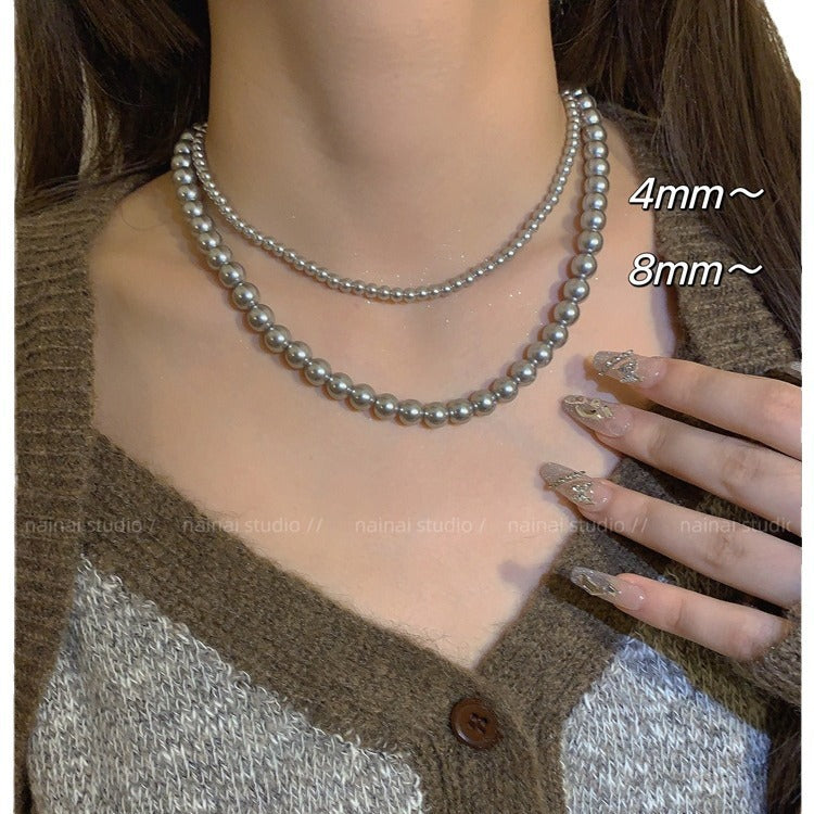 Glass Pearl Twin Cold Style Light Luxury Minority Advanced Clavicle Necklaces