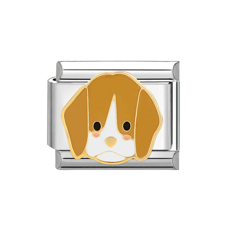 Hot Stainless Steel Italian Module Puppy Pattern Free Bracelet