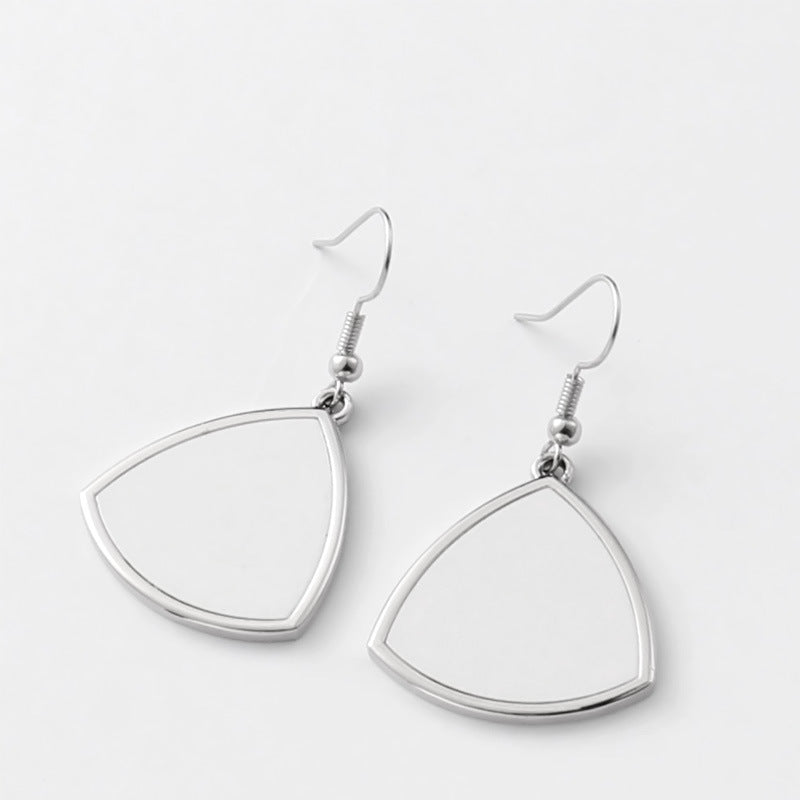 Heart-shaped Round Water Drop Triangle Square Blank Earrings