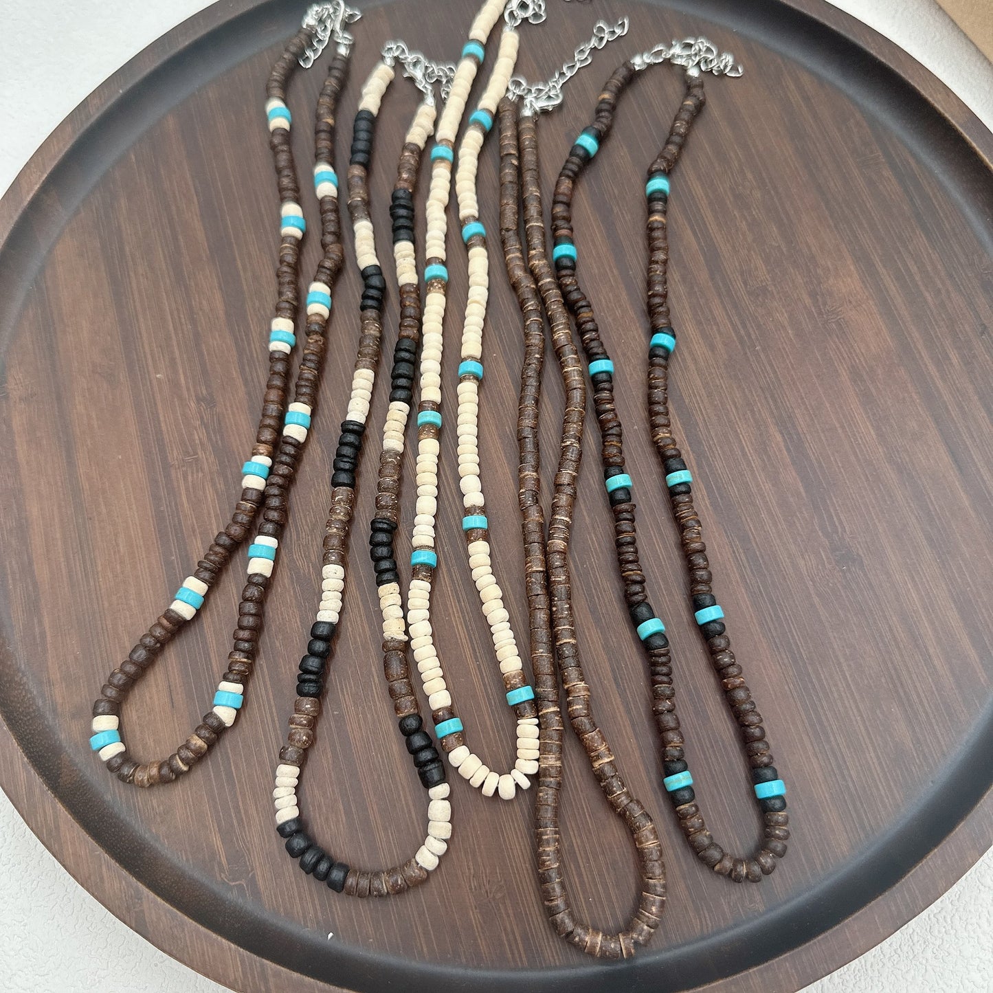 Women's & Men's Style Coconut Shell Wooden Bead Mixed Color Boys Clavicle Chain Necklace