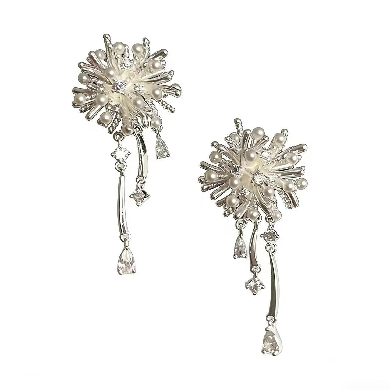 Women's Pearl Zircon Tassel Light Luxury High-grade Dignified Generous Style Earrings
