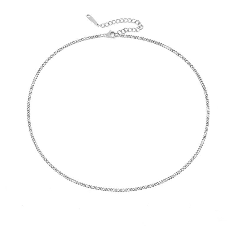 Women's & Men's Cuban Link Chain Stainless Steel Street Sweater Gold Necklaces