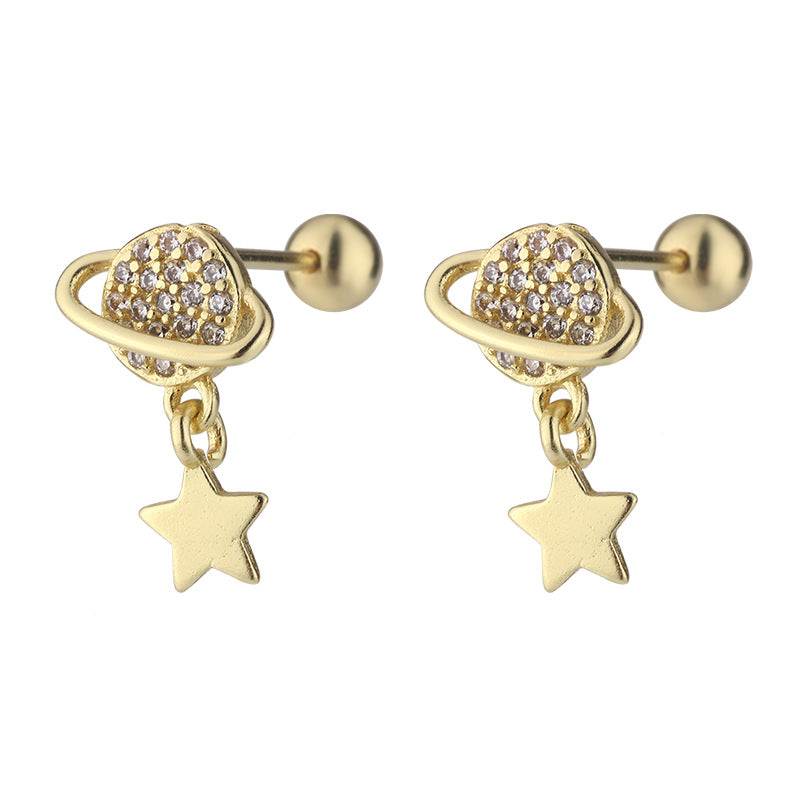 Women's Korean Style Zircon Universe Ear Bone Niche Senior Stud Earrings