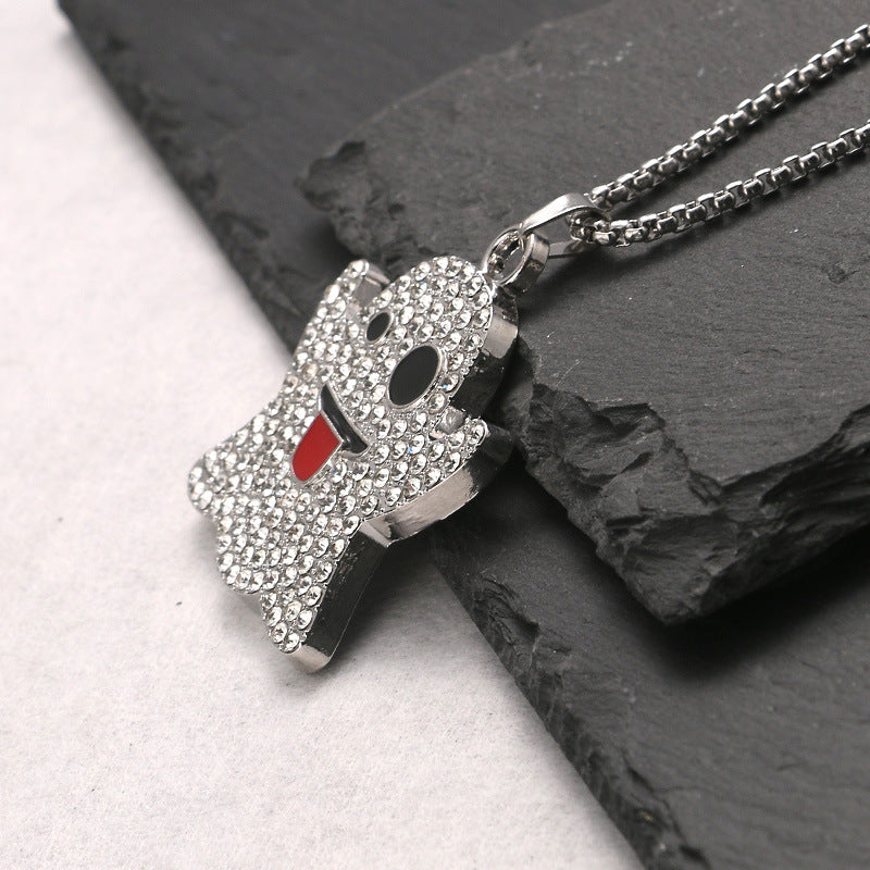 Full Diamond Ghost Face Design Alloy Male Female Personality Necklace