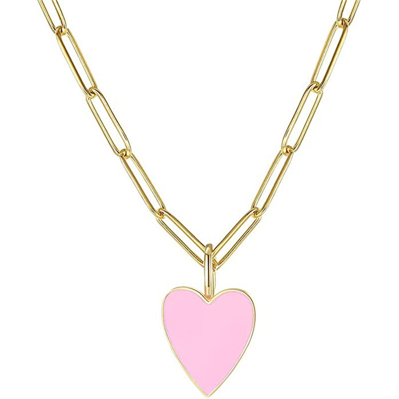 Women's Source Heart-shaped Gold-plated Stainless Steel Clip For Girlish Fashion Love Necklace
