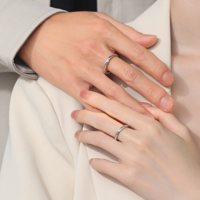Love Couple Pure Sier Niche Simple Personality Design Mobius Ring