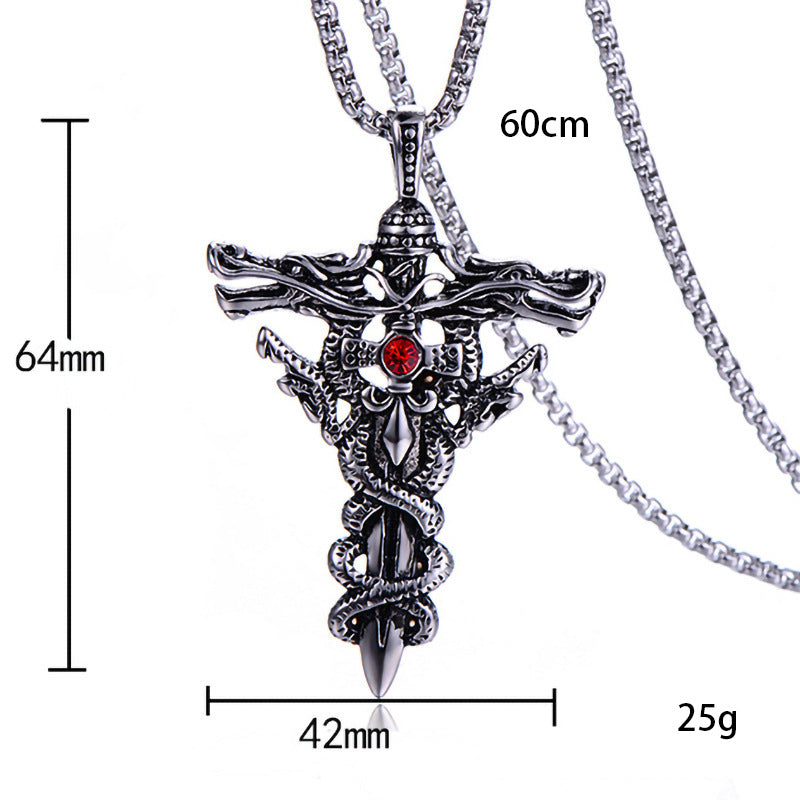 Men's Alloy Retro Punk Cross Money Drawing Luck Changing Necklaces