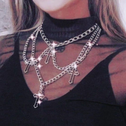 Women's Popular Gothic Cross With Neck Accessories Necklaces