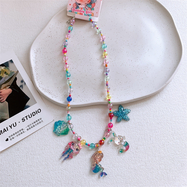 Children's Cartoon Princess Colorful Beaded Short Jewelry Necklaces