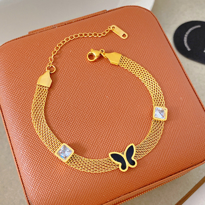 Light Luxury Micro Inlaid Zircon Woven Wire Mesh Fashion Temperament Bracelet