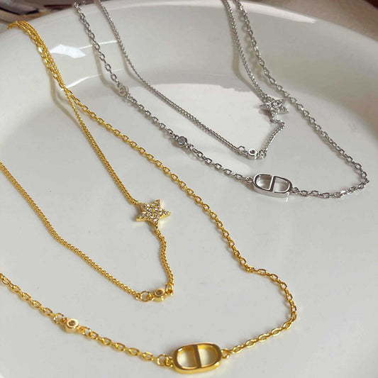 Letters Five-pointed Star Female Temperament Light Necklaces