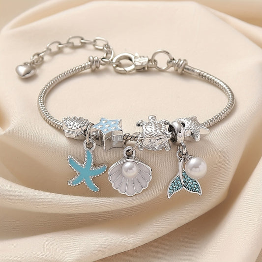 Beaded Ocean Style Cute Painting Oil Starfish Bracelet
