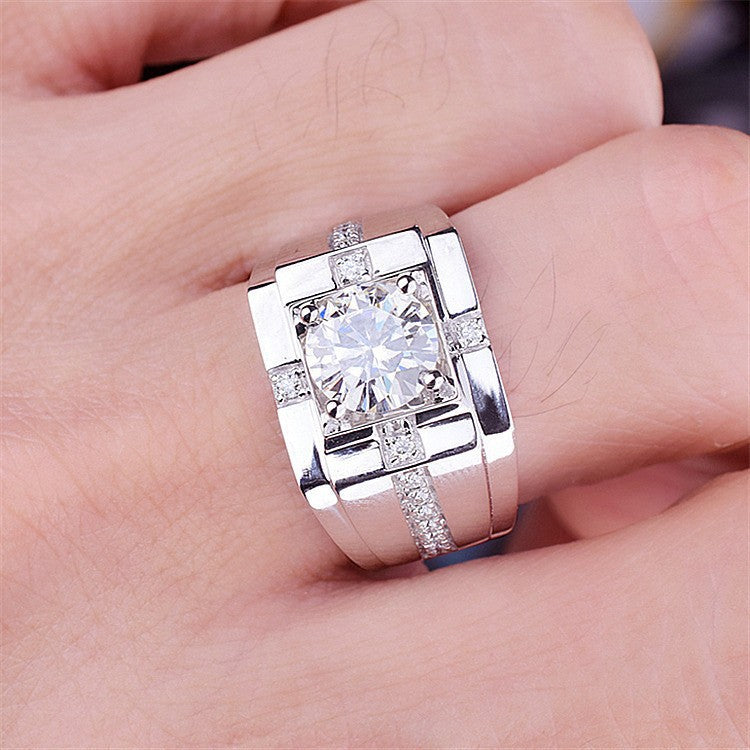 Men's High Carbon Diamond Simulation Imitation Moissanite Gold Plated Ring