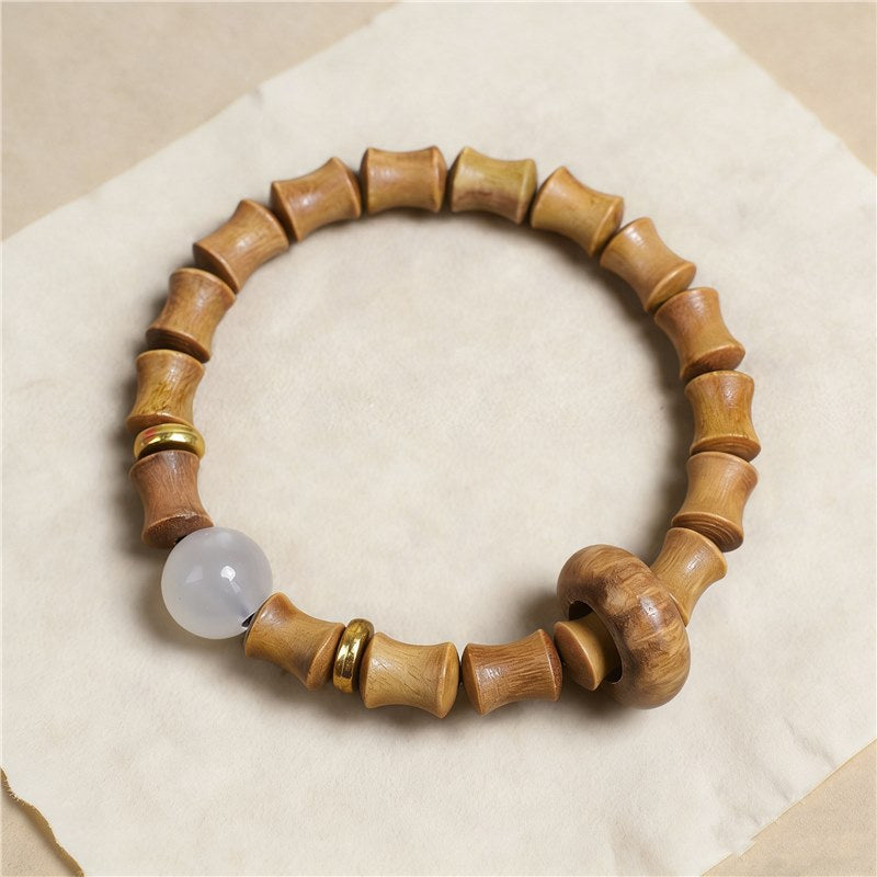 Women's & Men's Gold Sandalwood Hand-held Chain Buddha Prayer Beads String Plate Crafts Bracelet
